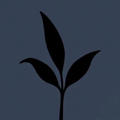 Black Silhouette Three Leaf Plant