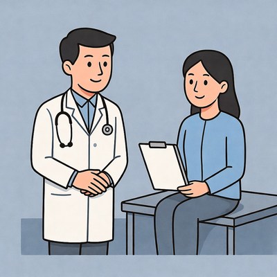Doctor consulting Asian woman patient