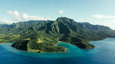 Lush Tropical Island with Turquoise Lagoon