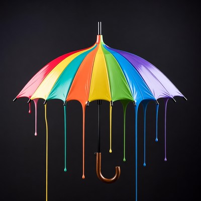 Rainbow Umbrella Dripping Paint