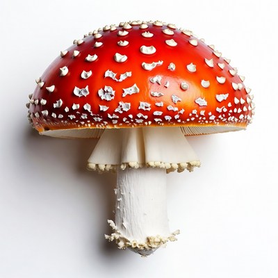 Red fly agaric mushroom isolated