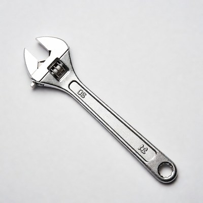 Silver adjustable wrench isolated