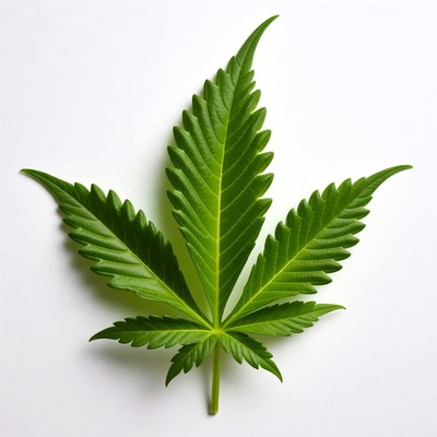 Cannabis leaf on white background