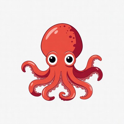 Cartoon red octopus illustration