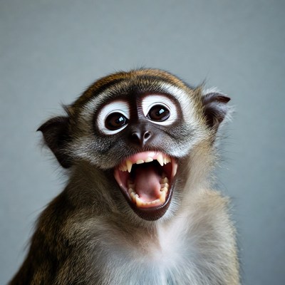 Monkey with wide open mouth