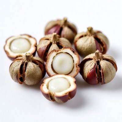 Fresh Longan Fruits on White Background