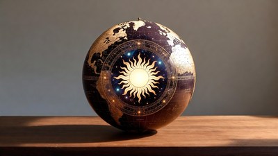 Globe with Sun and Stars