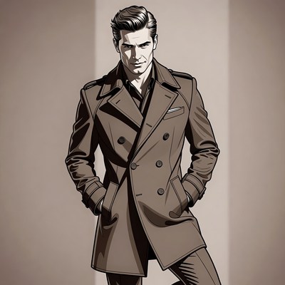 Handsome man in trench coat