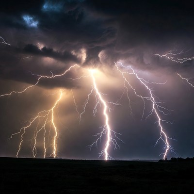 Lightning Storm Over Field