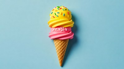Yellow and Pink Ice Cream Cone