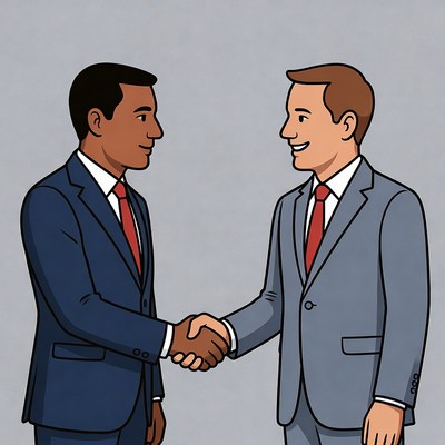 Two men shaking hands illustration