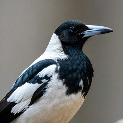 Magpie bird on gray background
