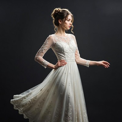 Woman in lace wedding dress