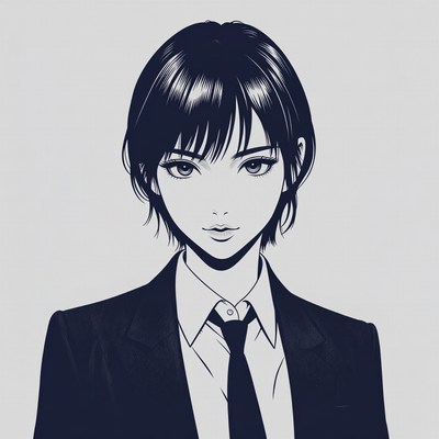Anime girl in suit and tie
