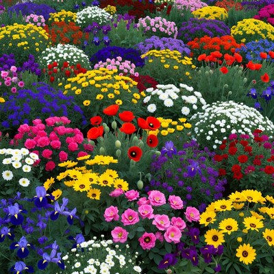 Colorful flower garden bed