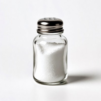 Glass salt shaker with white salt