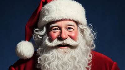Smiling Santa Claus with white beard