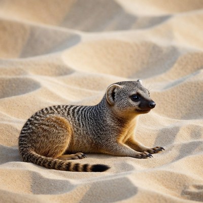 Slender mongoose on sand dunes