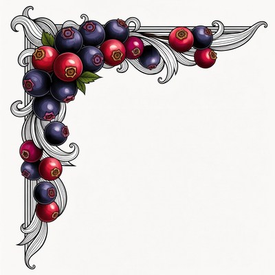 Blueberry Corner Border Illustration