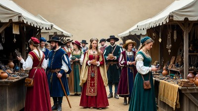 Renaissance Fair Market Crowd