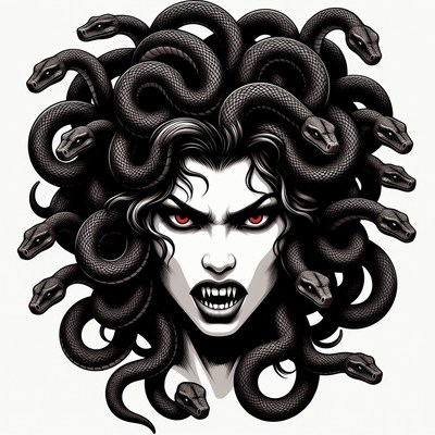 Medusa with snakes for hair