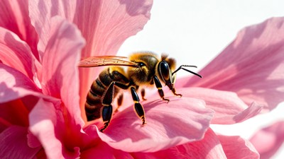Bee on pink flower