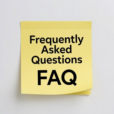Yellow Post-it Note with FAQ