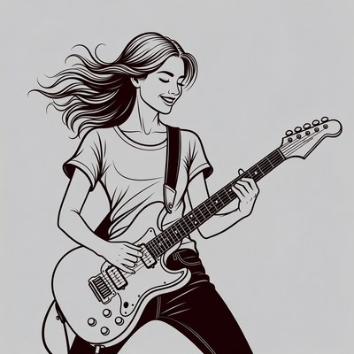 Woman playing electric guitar