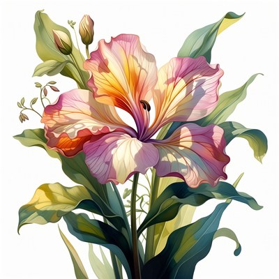 Vibrant Pink Hibiscus Flower Illustration