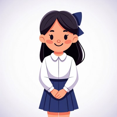 Cute Asian girl in school uniform