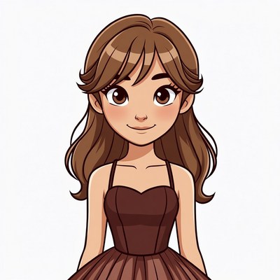 Anime girl in maroon tutu dress