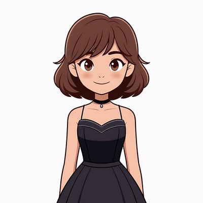 Anime girl in black dress