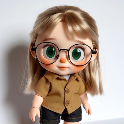 Blonde girl doll with glasses
