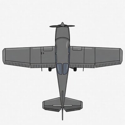 Gray Small Airplane Top View