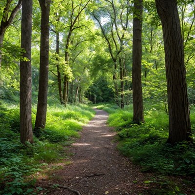 Dirt Path Through Lush Green Forest