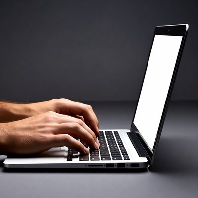 Man typing on laptop