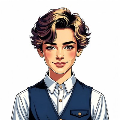 Androgynous boy in vest smiling