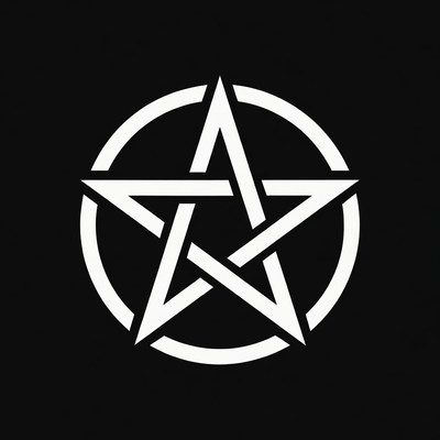 White Pentagram in Black Circle