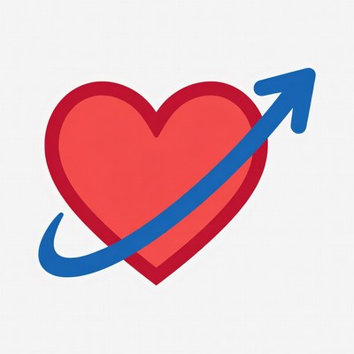 Red Heart with Blue Arrow