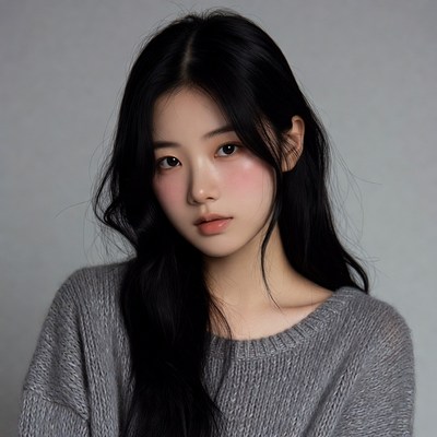 Asian woman with long black hair