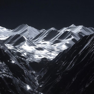 Shiny metallic mountains landscape