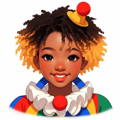 Black girl clown illustration
