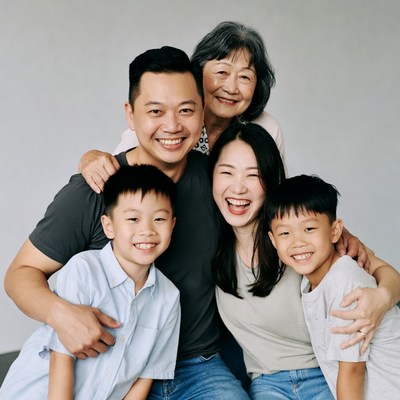 Happy Asian family portrait