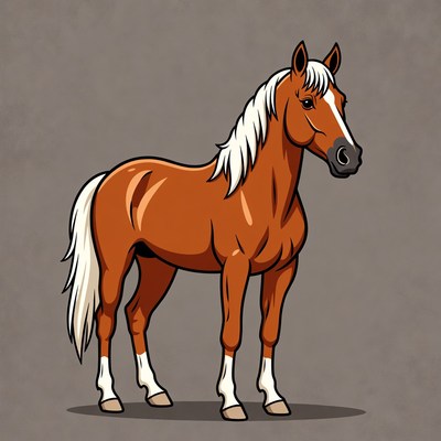 Cartoon chestnut horse standing