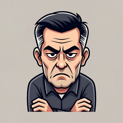 Cartoon man with angry scowl