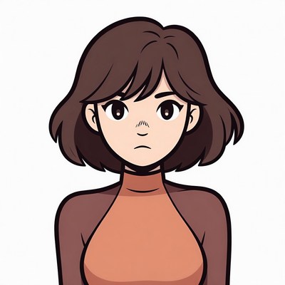 Anime girl with brown bob haircut