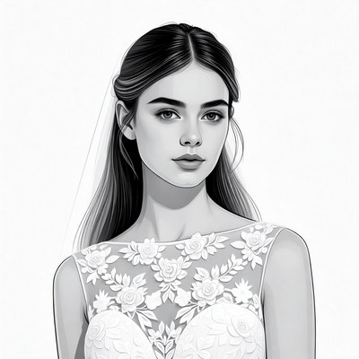 Bride in lace wedding dress