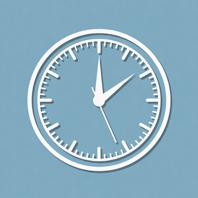 White Clock on Blue Background
