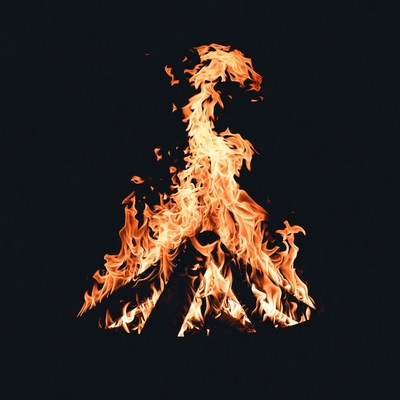 Fiery flames on black background