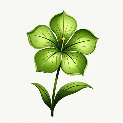 Green hibiscus flower illustration